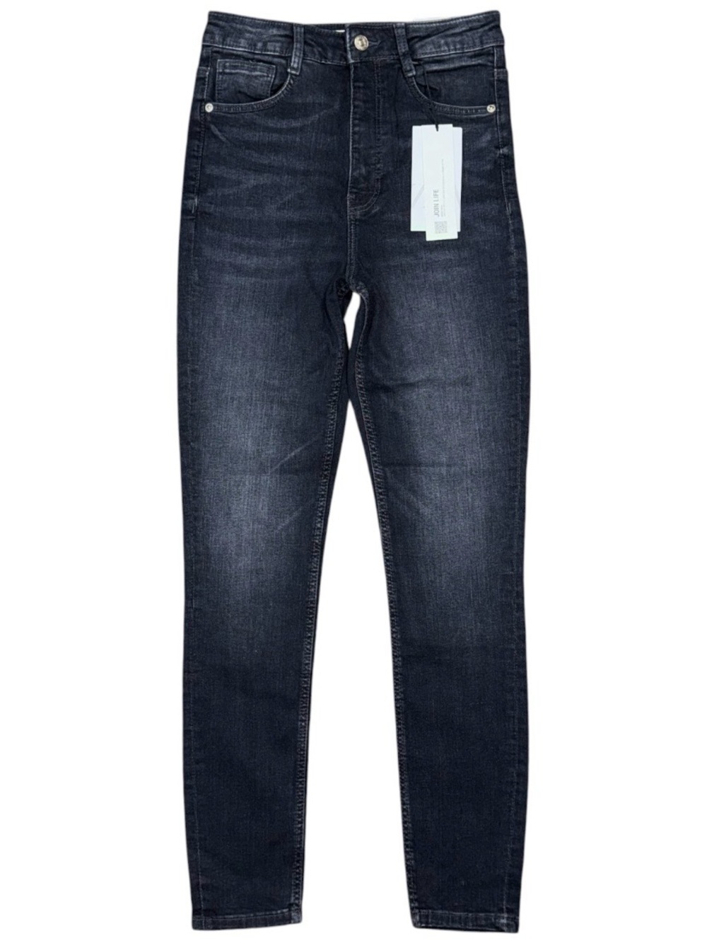 ZARA NWT High Rise Ankle Length Sculpt Skinny Jeans Black Stretch Denim Womens 6